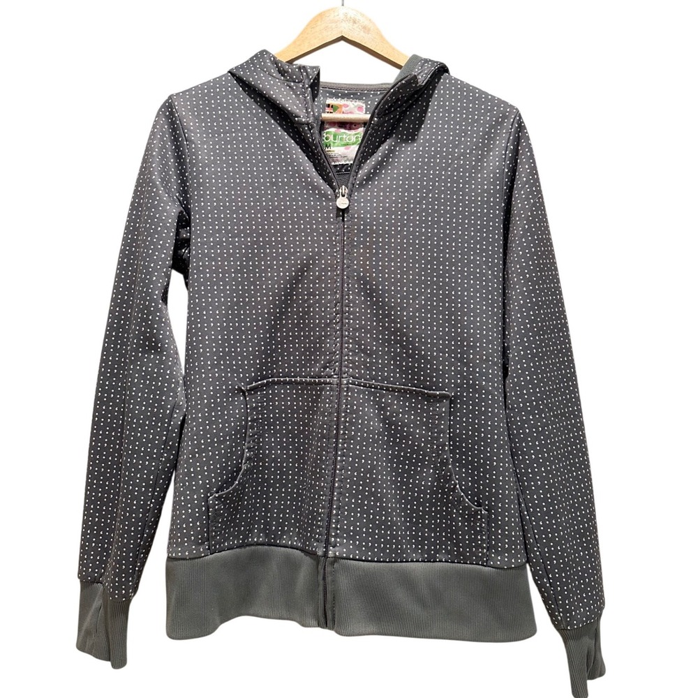 Burton‎ Dry Ride Green Polka Dot Full Zip Hooded Sweatshirt Size Medium